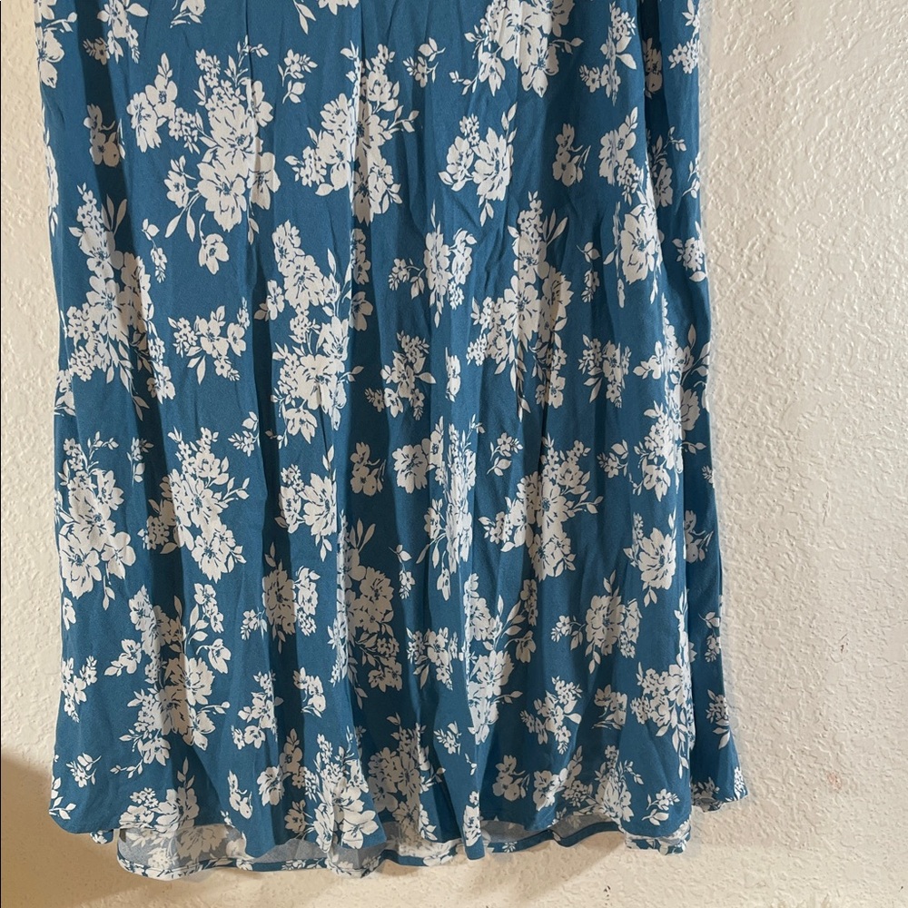 OLD NAVY Crepe A-Line Midi Skirt Blue Floral Size XXL NEW - Picture 6 of 16